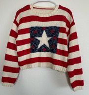 Marisa Christina American Flag Crewneck Knit Sweater