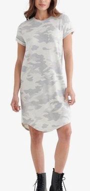 Lucky Brand Dress NWT Camo Print Cloud Gray Pullover Soft Short Sleeve Women' L