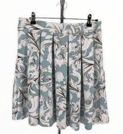 1. State Aqua White Drawn Floral Pleated Skater Skirt Banded Waist size M