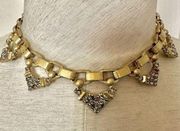 Stella and Dot gold tone rhinestone choker necklace