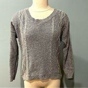 Bebe Grey Cable Knit Hi-Lo Sweater Size Small