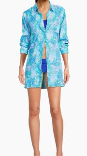 Lily Pulitzer Sea View Linen Cover-up Shirt XL