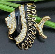 Vintage PARKLANE Enamel Angel Fish Rhinestones Brooch