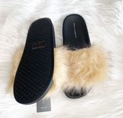 NWT French Connection Faux Fur Slide Slip On Sandal 8/9