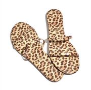 TKEES Gemma Leather Slide Sandals Leopard