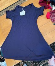 Navy Cold Shoulder Dress