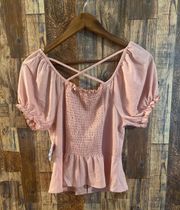 NWT Love & joy Women's Short Sleeve Blouse Size Medium 