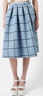 Top Shop Grid Print Bonded Midi Skirt, New with Tags