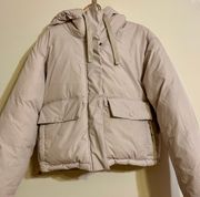 Beige Puffer Winter Coat Oversight Women’s Medium