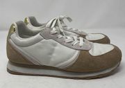 J. Crew City Sneakers 8 Womens Clay Ivory Lace Up Casual Comfort Leather Suede