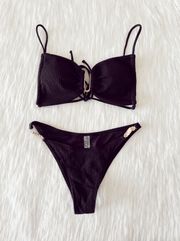 NWOT  Black With Gold Bikini Set