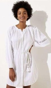 Loft Beach Swim Semi-Sheer Cover-up with Braided Cord Cotton White XS