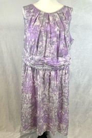 Christoper & Banks lavender gray and white watercolor chiffon dress size 18W NWT