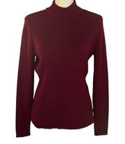 Karen Scott Small Mock Neck Sweater Ribbed Stretch Long Sleeve Pullover Merlot