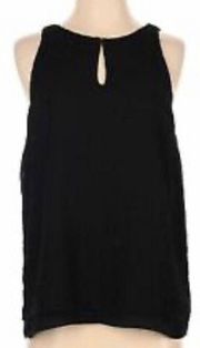 Black Keyhole Sleeveless Blouse