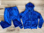 Sanctuary  Hooded  Velour Jacket and Joggers in Royal Blue