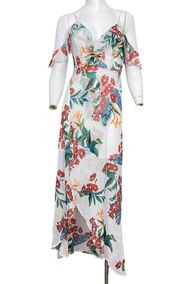 Off The Shoulders Hi Low Maxi Floral Faux Wrap Sz XS Dress