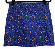 J. Crew Factory Blue & Orange Paisley Mini Skirt