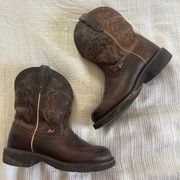 Justins woman’s brown leather boots size 8 western style cowgirl boots