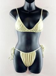 SheIn  Ruched Side Tie String Bikini Two Piece Set Swimsuit Yellow Medium