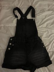 Black Denim Overalls Shorts