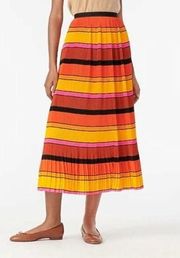 NEW Size 0 Womens J. Crew Straight-Pleat Skirt in Orange and Pink Stripes AR478