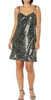 D1 Sam Edelman Black Green Camo Sequin Mini Party Dress Size 6