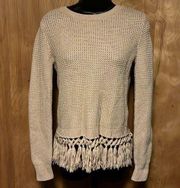 Club Monaco XS Beberly Tan Merino Wool Tassel Sweater