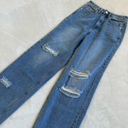 The Kript Distressed Straight Jeans