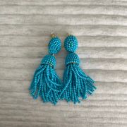Blue Beaded Dangle Earrings
