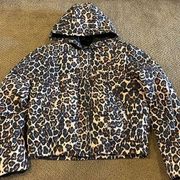 GENERATION LOVE WOMENS HOODED LEOPARD PRINT PUFFER LIGHT JACKET