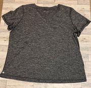 Womens XL Extra Large Charcoal Gray Active Wear V Neck  Top  Tshirt