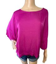 NWT Marc New York Magenta Flowy Lightweight Short Sleeve Blouse