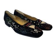 Y2K NYE Vintage Beaded Black Velvet Flats - 2000 Millennium New Year's Eve Shoes