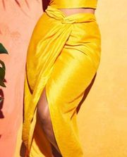 NWT Eloquii x Melissa Mercedes Tie Waist Maxi Skirt 14 Yellow