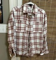 Pacsun Shirt Womens XS Small Pink  White Plaid Button Down Flannel New Shirt