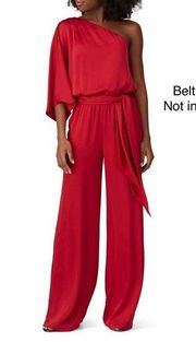 Ramy Brook Jumpsuit Tessa One Shoulder Half Sleeve Red Size Large