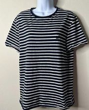 Nautica Blue/White Striped Short Sleeve Top Medium