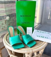 Bottega Veneta Stretch Lounge Nappa Leather Square Open Toe Heel Sandals Size 42