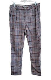 Cotton On Oxford Trouser Plaid Pleated Straight Fit Tapered Ankle Waist Size 32