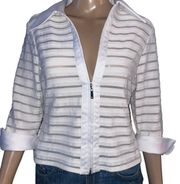 Sheer Stripe Zippered Top