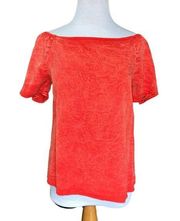 Project Social T Los Angeles Short Sleeve Smocked Top Blouse Women S Red Orange