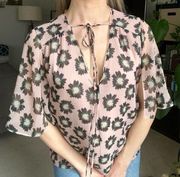 Ted Baker London // Floral Tie Neck Blouse Top