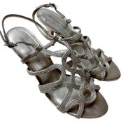 Adrianna Pappel Boutique Women’s 9M Silver Gray Rope Strappy High Heels sandals