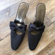 Sam & Libby black mules with bow detail size 8.5