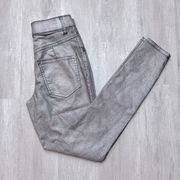 INC Silver Metallic Skinny Jeans 25