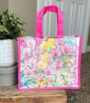 NWOT Lilly Pulitzer Floral Garden Pink Leopard
Reusable Plastic 11" x 9" Tote