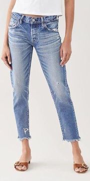 Moussy Vintage Kelley Light Blue Tapered Leg Distressed Cropped Jeans Women’s 28