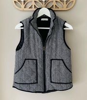 Herringbone Quilted Vest Black/White Sz Small