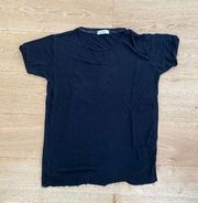 Anine Bing Raw Hem Short Sleeve Tee in Black